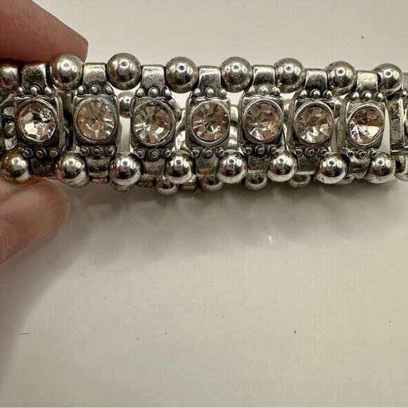 Light Pink Rhinestone Stretch Bracelet Unbranded Silver tone Retro - Picture 5 of 12